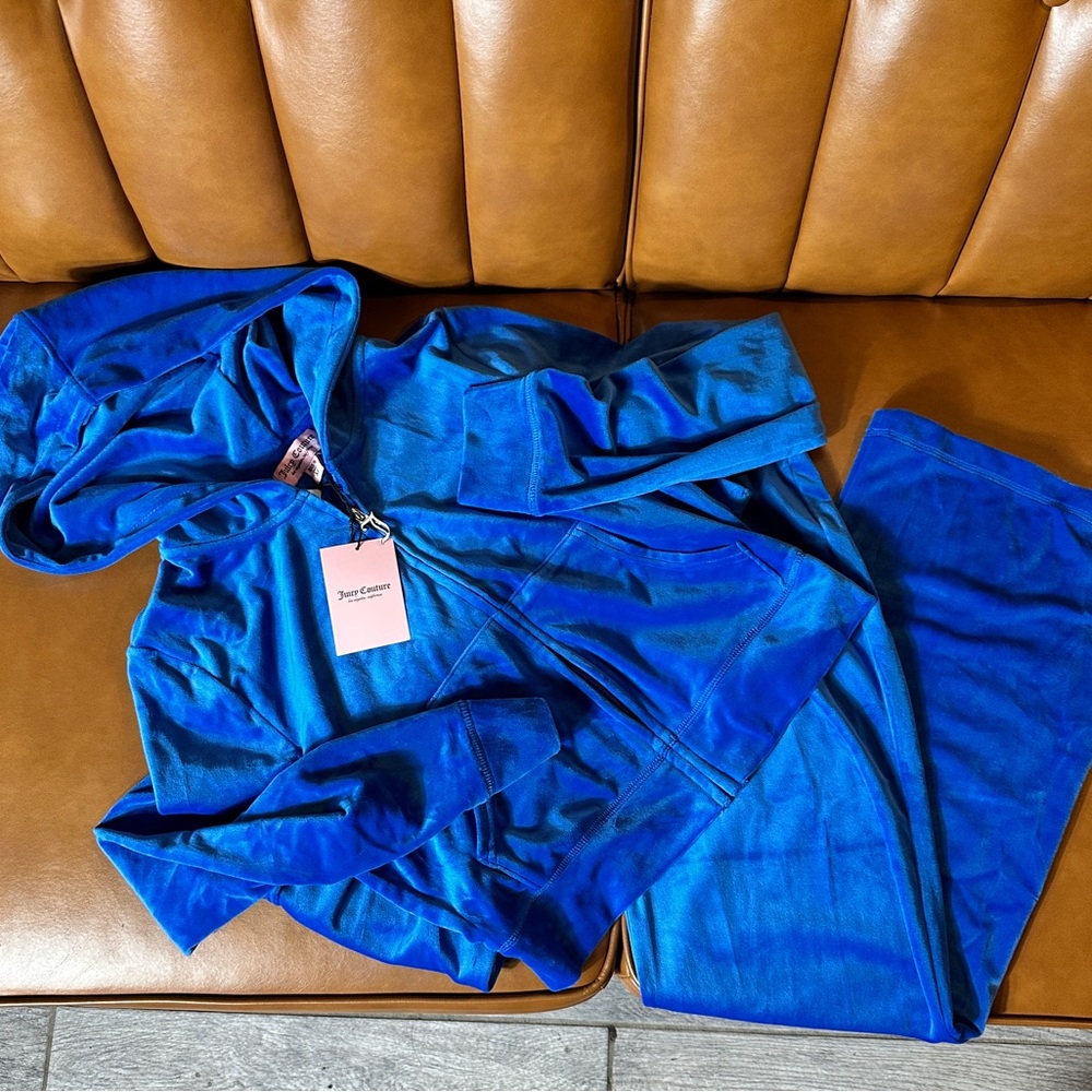 Juicy Couture Royal Blue Velour Tracksuit Set NWT Blue Splash